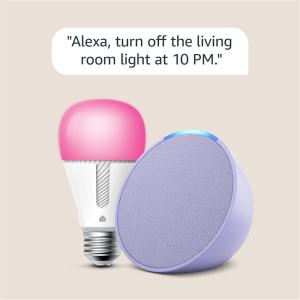 imageEcho Pop in Lavender Bloom bundle with TPLink Kasa Smart Color Bulb
