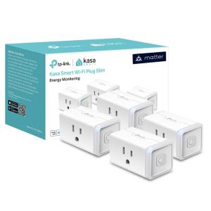 imageKasa Matter Smart Plug w Energy Monitoring Compact Design 15A1800W Max Super Easy Setup Works with Apple Home Alexa ampamp Google Home UL Certified 24G WiFi Only White KP125M 4PackMatter Compatible Plug 4Pack