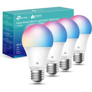 imageKasa Smart Light Bulbs 1000 Lumens High Brightness 16M Color Changing Dimmable Smart WiFi Light Bulb Compatible with Alexa and Google Home A19 24GHz WiFi only No Hub Required KL135800 Lumens  4Pack