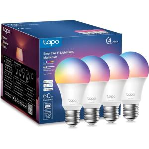 imageTapo TPLink Smart Light Bulbs 16M Colors RGBW Dimmable Compatible with Alexa and Google Home A19 60W Equivalent 800LM CRIampgt90 24GHz WiFi only No Hub Required L530E4Pack800 Lm Multicolor
